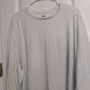 Men's White Long-Sleeve Crewneck Shirt Activewear Casual Classic